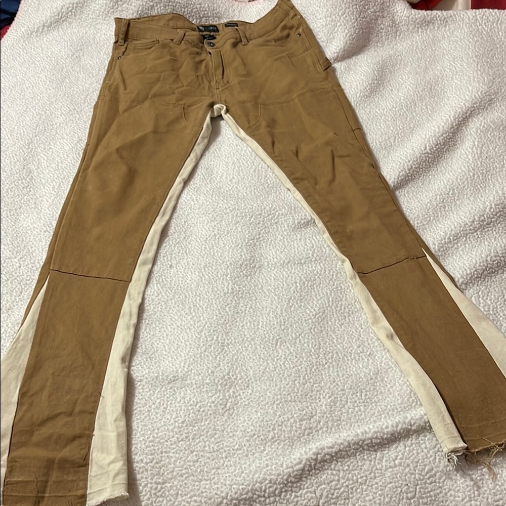 Chic Tan Pants with White Side Stripes